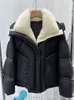 Womens Down Parka Echte Bontjas Natuurlijke Nertsen Kraag Dikke Warme Capuchon Gans Jas Bovenkleding Winter Streetwear 231007