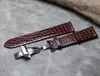 Titta på band handgjorda tunna alligator Watchband 16mm 18mm 19mm 20mm 21mm 22mm kvalitet äkta krokodil läderband remmen fjärilspännen
