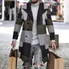 Trench da uomo Cappotto coreano con stampa scozzese monopetto Cappotto maschile Autunno / Inverno Lungo addensato Giacca a vento Moda Cappotto causale Capispalla da uomo