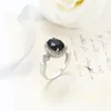 Luckyshine 6 PCS 1LOT Flower Shaped Xmas Oval Natural Black Onyx Cubic Zirconia Gems Silver Rings Wedding Jewelry299R