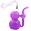 Gros Mini Gourde narguilé 10mm femelle coloré violet verre eau dab plate-forme bong avec brûleur à mazout ou bol à fumer du tabac