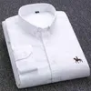 100% Cotton Oxford Shirt Men's Long Sleeve broderad häst Casual utan fickig solid gul klänning Skjorta Män plus storlek 5XL247J