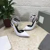 Chaussures de robe Gold Lock Design Femme Stiletto Talons hauts Laies Pompes Bout pointu Designer sexy pour femmes Bride à la cheville