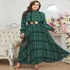 Plus -klänningar Toleen Women Maxi Dress 2022 Spring Luxury Chic Elegant Long Sleeve Muslim Turkish Party Evening Wedding Robe CL224V