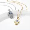 Colares Pingente de Aço Inoxidável Fatima Hamsa Mãos Pingentes Colar Para Mulheres Homens Sorte Mão Palm Devil's Eye Chain Collares