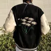 Autumn jacket designer Thin coat uniform stitching Hooded jacket high street Outerwear Patchwork Flowers Patch Leather Bomber Spring Oversized Streetwear Coats