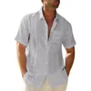 Męskie koszulki męskie Mężczyźni Summer Guayabera Cuban Beach Tees krótki rękaw
