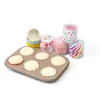 Fodere per cupcake bianche Confezione da 100 pezzi con scatola in PVC Pirottini per cupcake Carte per cupcake per uso alimentare Pirottini da forno1221317