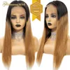 Frente de renda reta colorida sintética para mulheres cabelo humano pré-selecionado 13x4 brasileiro ombre marrom 231007