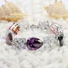 Link Bracelets SHUNXUNZE Big Wedding Charms Bracelet Jewelry & Accessories For Women Pink Peridot Purple Red Cubic Zirconia Rhodium Plated