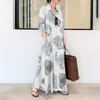 Ethnic Clothing 2023 Women's Print Kaftan Muslim Abaya Cotton Loose Dress Islamic Long Sleeve Abayas Ramadan Turkish Modesty Robe Jilbab