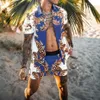 Swimsuit Men Summer Tracksuits Hawaii Short Sleeve Button Down Nice Printed Shirt Tops Sets Clothes231A