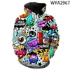 Erkek Hoodies 2023 Graffiti Erkekler Kadın Çocuklar 3D Baskı Sweatshirt Komik Sanat Sweatshirtler Gündelik Erkek Kız Çocuklar Serin Hoodie Kroper