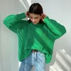 Pulls pour femmes hiver tricots basique chaud Vintage vert tricoté Baggy épais pull solide 2023 Chic Streetwear