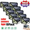 100 LED Solar Power Wall Light rörelse Sensor Vattentät utomhus trädgårdslampa