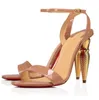 Famoso verão 2023 sandálias sapatos para mulheres polido bezerro patente couro senhora banhado a ouro carbono gladiador sandalias festa casamento EU35-44