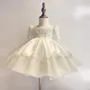 Vestidos de menina primavera verão 2023 francês crianças vestido bordado menina manga bolha princesa boutique eid