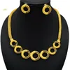 Necklace Earrings Set 24k Gold Plated Jewelry African Bride Nigeria Wedding DD30233