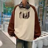 Felpe con cappuccio da uomo Harajuku pullover oversize maglione patchwork Baggy Street Punk stampato coreano stile college top uomo felpe maglietta