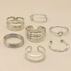 Cluster Rings 7 Pcs/Set Simple Set Knotted Multilayer Irregular Waves Round Bead Open Joint Ring Ladies Exquisite Jewelry Lover Gift