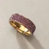 フルサイズ5列紫色のクリスタルステンレス鋼の結婚指輪本物のCZクリスタルで作られたファッションジュエリー314n