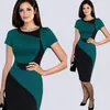 High quality women's Work Dresses classic lattice tattoo stitching Slim thin elastic package hip pencil skirt fashion dress L249O