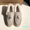 2023-Shoes Casual Shoe Walk Flats Suede Leather Fur Inside Winter Driving Luxury Design Open Mens Women Mocassin 36-46