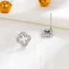 S925 Sterling Argent Creux Trèfle Designer Boucle D'oreille Goujons Anneaux Brillant Zircon Cristal Boucles D'oreilles Chanceux Boucles D'oreilles Pour Femmes Fille Bijoux Cadeau