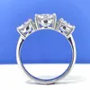 Bague Solitaire 3 bagues de fiançailles en pierre pour femmes en argent Sterling taille ronde diamant promesse de mariage bijoux de mariée 231007