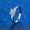 Anello solitario Certificato Principessa Fidanzamento Donna 1CT 2CT VVS Proposta di diamanti Set da sposa Anelli Fede nuziale in argento sterling 231007