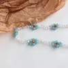 Ensemble ras du cou de 2 colliers de perles pour femmes, perles de fleurs bleues, matériau en cristal, livraison directe