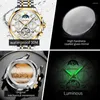 JSDUN Moon Phase Mechanisch herenhorloge Roestvrij staal Waterdicht Lichtgevend skelet Hol Luxe automatisch horloge voor heren