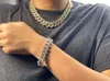 Wysokiej jakości szczegóły niestandardowe 3 rzędowe 15 mm kubańska bransoletka Hiphop Silver Link z Diamentowym Naszyjnikiem Diamond Morsanite Diamond