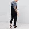 Black Overalls Mens Holes Pocket Jeans Overall Jumpsuit Streetwear Suspender Long Pants Pantalones1286f