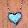 Hanger Kettingen Vintage Sieraden Turquoise Natuursteen Ketting Hart Bohemian Verklaring Voor Vrouwen Hangende Kraag Y08E