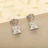 2023 Luxury quality charm stud earring with diamond in silver plated S925 silver square shape have stamp PS4586A