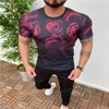 T-shirt da uomo Prodotto più venduto nel 2021 T-shirt da uomo estiva con stampa 3D Flower Gradient Casual Manica corta Abbigliamento219m