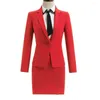 Abito a due pezzi Giacca formale da donna Blazer rosso Abiti da lavoro da donna con set Abbigliamento da lavoro Uniforme da ufficio Giacca gonna di grandi dimensioni in 2 pezzi blu scuro