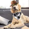 Hundhalsar husdjur cowboy kostym tillbehör kattstorlek justerbar mjuk sombrero och bandana västkläder set för