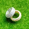 Size 7-11 5Row Men Rotatable Rotate Iced Out Ring Gold Silver Color Cubic Zircon HipHop Jewelry