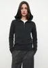 Kvinnors tröjor T0teme Autumn/Winter Women Pullover Hoodies Cashmere Zipper med hatt fast färg Fullärmad avslappnad lös tröja