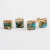 Boucles d'oreilles Mini petit carré pour femmes, pierre naturelle, Turquoise, géométrie, Piercing, Style Boho, bijoux de déclaration
