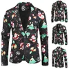 Herenpakken 3d Kerst Blazers Jas Mannen Bloemenprint Schilderen 2023 Mode Pak Party Jas Casual Slim Fit Blazer knoppen