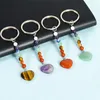 Keychains 12pcs Natural Stone Keychain 7 Colors Chakra Beads Heart Shape Key Holder Mineral Ring Jewelry Bulk