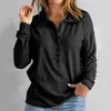 Women's Blouses V Neck Buttons Long Sleeve Henley Shirts Cotton Blend Womens Casual Loose Ribbed Oversize Tee