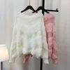 Suéteres de mujer de piel de manga larga Top esponjoso Otoño Invierno 2023 suéteres de punto sueltos para mujer Tops de primavera rosa elegantes jerséis de punto