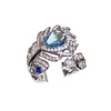 2023 Choucong marca anillos de boda hechos a mano joyería de lujo 925 plata esterlina relleno azul 5A circón cúbico CZ diamante fiesta mujeres promesa anillo de plumas abierto regalo