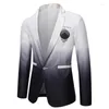 Herrdräkter 23 Spring Personalized Print One Button Suit Gradient Color Man Dress Performance Performance