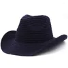 Berretti Semplici Estate Uomo Donna Paglia Hollow Cappello da cowboy occidentale Elegante Lady Sombrero Hombre Cowgirl Outdoor Jazz Beach Sun