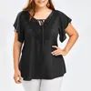 Camicette da donna Casual Top Chic Cravatta con cintura Collo Camicetta da donna Maniche svasate traspiranti Accessorio da donna